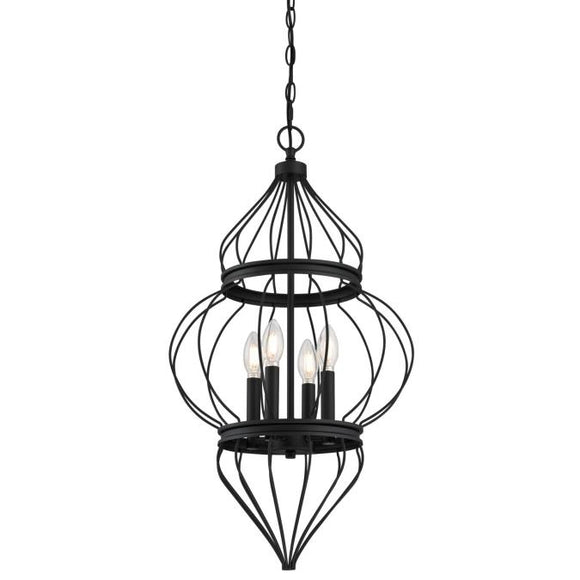 Westinghouse 6368600 Four Light Chandelier - Matte Black Finish