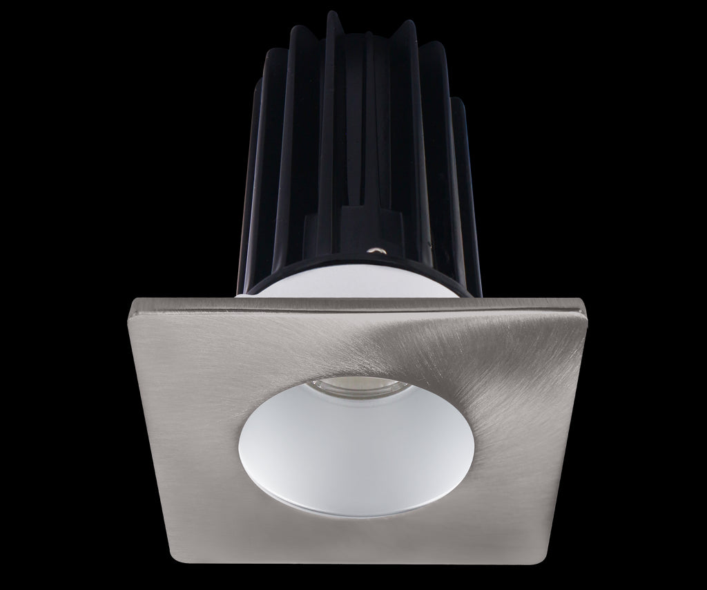 Lotus LED 2 Inch Square Recessed LED 15 Watt High Output Designer Series - 3000 Kelvin - Alzak Reflector - Trim Brushed Nickel