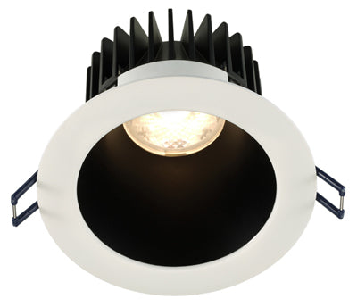 Lotus LED Lights 4 Inch Round Deep Regressed LED High Output 18 Watt Open Plenum - 3000 - 2000 Kelvin Warm Dim - Black Reflector White Trim