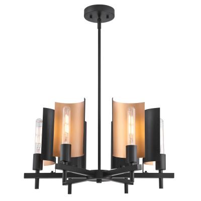 Westinghouse 6575800 Six Light Chandelier - Matte Black Finish with Metallic Bronze Accents