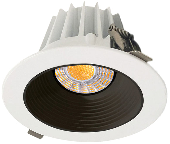 Lotus LED Lights JXL-COB04-R15W-CCT-4RR-BF-BK 4 inch Round Recessed Eco LED 15W 3CCT 3-4-5K Baffle Reflector Black 36° Type IC Air Tight Damp CRI 90+