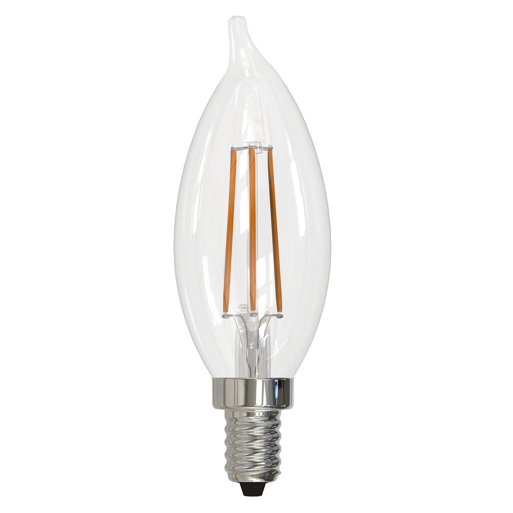 BULBRITE 776864 4.5 Watt CA10 Filament - E12 Candelabra Base - 3000 Kelvin Warm White - 350 Lumens - Clear - 120 Volt