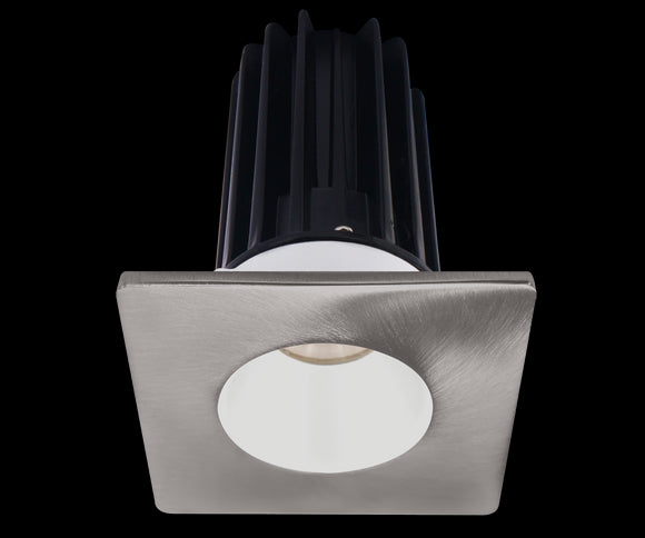 Lotus LED 2 Inch Square Recessed LED 15 Watt High Output Designer Series - 3000 Kelvin - White Reflector - Trim Brushed Nickel