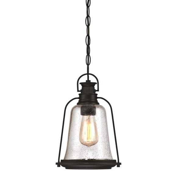 Westinghouse 6339900 One Light Pendant - Oil Rubbed Bronze Finish with Highlights Clear Seeded Glass