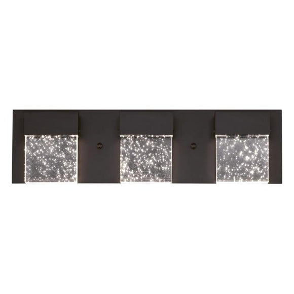 Westinghouse 6372600 Three Light LED Wall Fixture - 21 Watt - Matte Black Finish - Bubble Glass