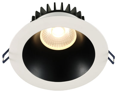 Lotus LED Lights LD6R-50K-HO-BR-WT 6 Inch Round Deep Regressed LED Downlight - High Output - 30 Watt - Black Reflector - White Trim - 5000 Kelvin - 38 Degree Beam Spread - 2700 Lumen - Type IC Air-Tight Wet Plenum ES CRI 90+