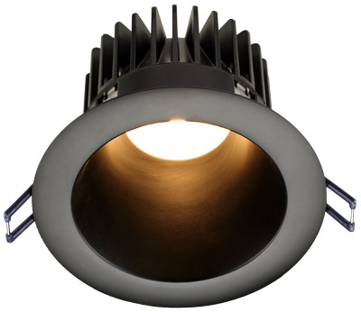 Lotus LED Lights 4 Inch Round Deep Regressed LED 15 Watt Open Plenum - 3000 Kelvin - Black Reflector Black Trim