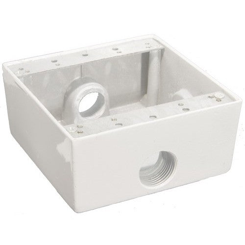 Morris Products 36212 WP 2 Gang Box 3-1/2 inch Holes Wh