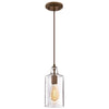 Westinghouse 6371300 One Light Mini Pendant - Barnwood Finish - Clear Textured Glass