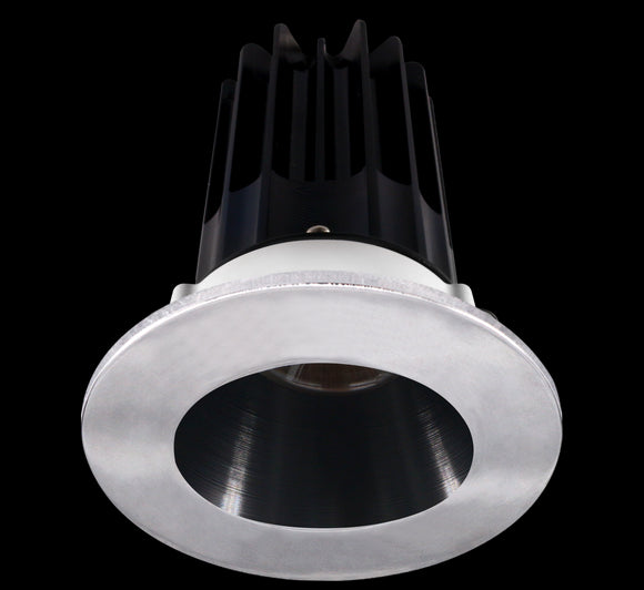 Lotus LED 2 Inch Round Recessed LED 15 Watt High Output Designer Series - 4000 Kelvin - Black Reflector - Trim Chrome