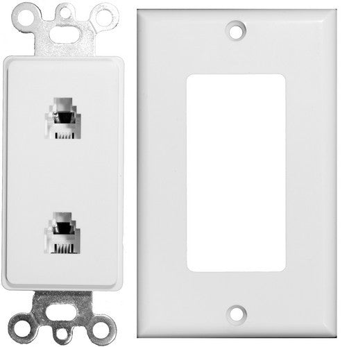 Morris Products 80171 2 Pc Decor Duplex Ph Jack Wh