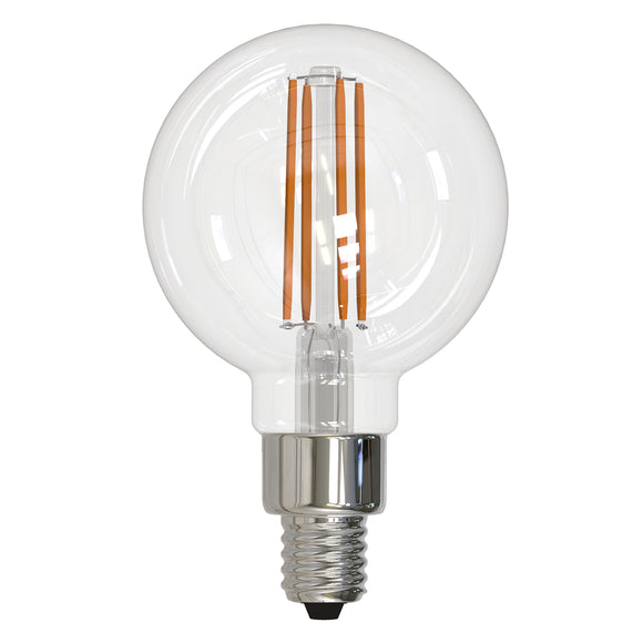 BULBRITE 776873 4.5 Watt G16 Filament - E12 Candelabra Base - 2700 Kelvin Warm White - 350 Lumens - Clear - 120 Volt