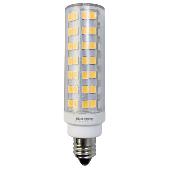 BULBRITE 770641 6.5 Watt T6 LED - E11 Miniature Candelabra Base - 3000 Kelvin Warm White - 700 Lumens - Clear - 120 Volt