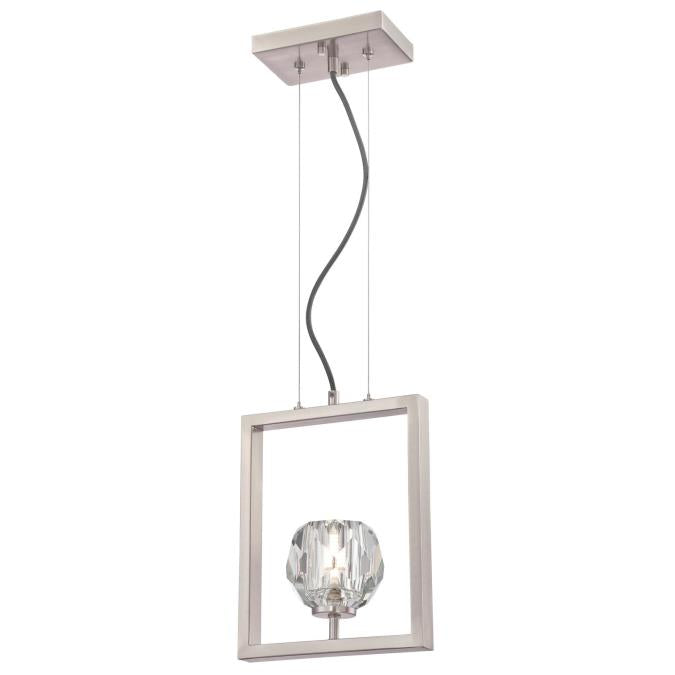 Westinghouse 6367600 One Light LED Pendant - 5 Watt - Brushed Nickel Finish - Crystal Glass