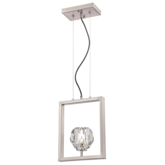 Westinghouse 6367600 One Light LED Pendant - 5 Watt - Brushed Nickel Finish - Crystal Glass