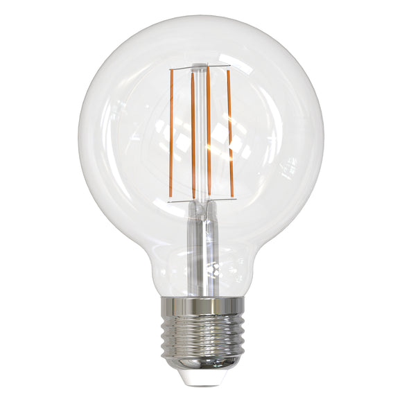 BULBRITE 776890 8.5 Watt G25 Filament - E26 Medium Base - 3000 Kelvin Warm White - 800 Lumens - Clear - 120 Volt