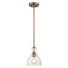 Westinghouse 6356400 One Light Mini Pendant, Washed Copper Finish, Clear Seeded Glass