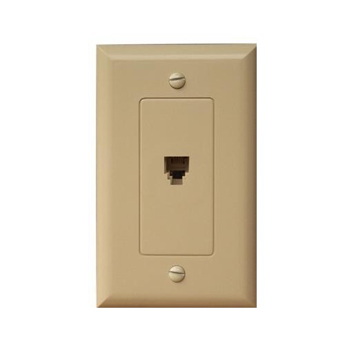 Morris Products 80060 1 Piece Decorative Single RJ11 4 Conductor Phone Jack Wallplate Ivory - A single unit Decorator Wall Phone Jack.