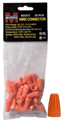 Morris Products 23273 P3 Orange Wire Conn Sm Pk (Pack of 25)