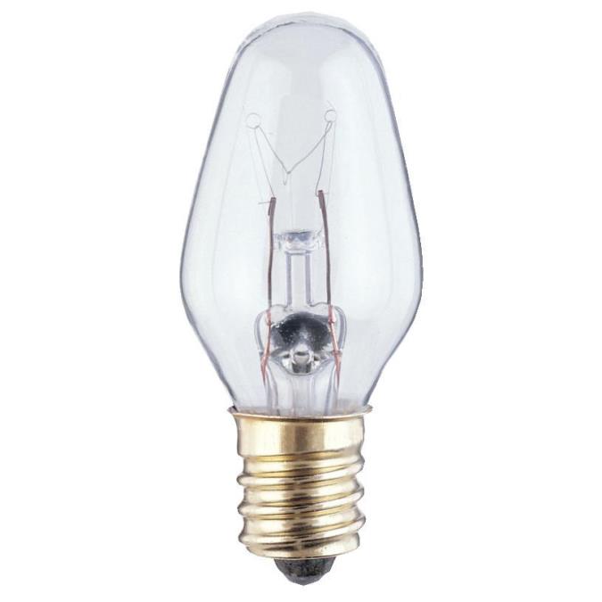 Westinghouse 0379100 7 Watt Incandescent C7 Specialty Clear - 2700 Kelvin - Warm White - 45 Lumens - E12-Candelabra Base - 120 Volt - Card - 2-Pack