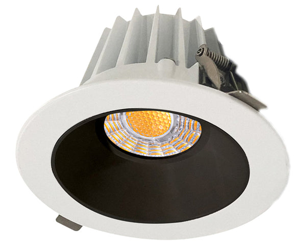 Lotus LED Lights JXL-COB04-R15W-CCT-4RR-SM-BK 4 inch Round Recessed Eco LED 15W 3CCT 3-4-5K Smooth Reflector Black 36° Type IC Air Tight Damp CRI 90+