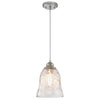 Westinghouse 6105800 One Light Mini Pendant Brushed Nickel Finish Clear Hammered Glass