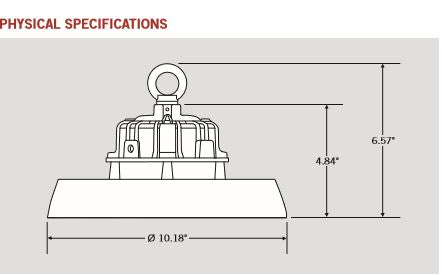 Keystone KT-RHLED100-10C-840-VDIM-P - Round LED HIGH Bay Fixture - 100 Watt - 4000 Kelvin - 0/10 Volt Dimming