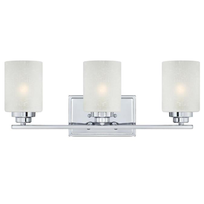 Westinghouse 63438B Three Light Wall Fixture - Chrome Finish - White Linen Glass