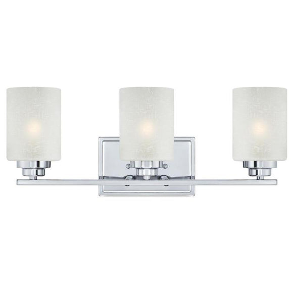 Westinghouse 63438B Three Light Wall Fixture - Chrome Finish - White Linen Glass