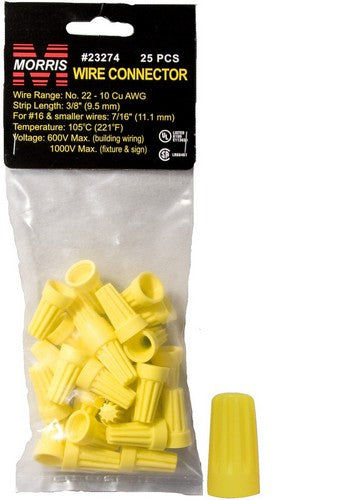 Morris Products 23274 P4 Yellow Wire Conn Sm Pk (Pack of 25)