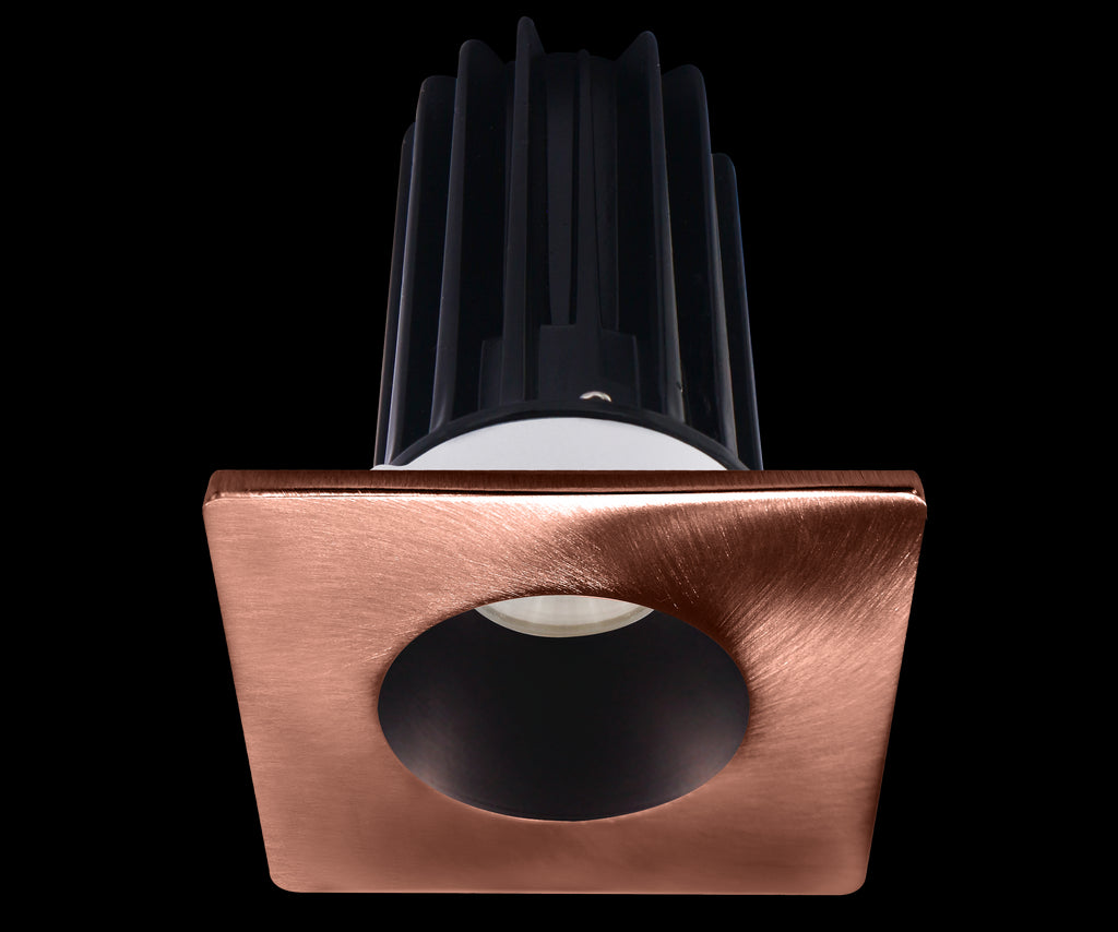 Lotus LED 2 Inch Square Recessed LED 15 Watt High Output Designer Series - 3000 Kelvin - Bronze Reflector - Trim Copper