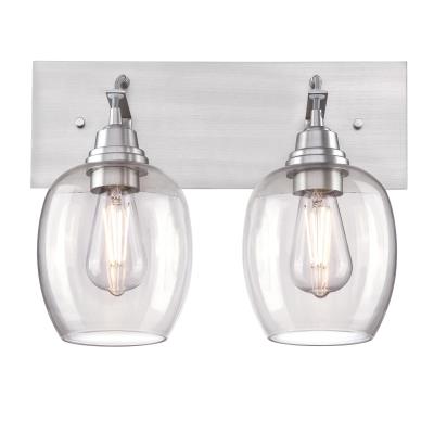 Westinghouse 6574100 Two Light Wall Fixture - Brushed Aluminum Finish - Clear Glass