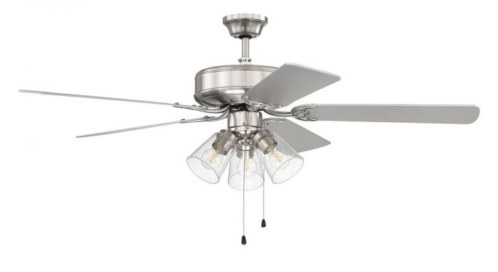 Craftmade C215BNK - 52 Inch Pro w/3 LED Lights, Blade Options Brushed Polished Nickel