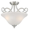 Westinghouse 6573800 15 inch Two Light Semi-Flush Mount Ceiling Fixture - Brushed Nickel Finish - Frosted Glass