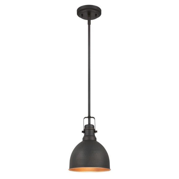 Westinghouse 6345600 1 Light Mini Pendant Hammered Oil Rubbed Bronze Finish with Highlights