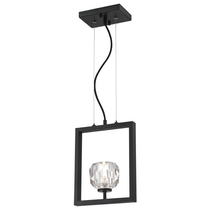 Westinghouse 6367400 One Light LED Pendant - 5 Watt - Matte Brushed Gun Metal Finish - Crystal Glass