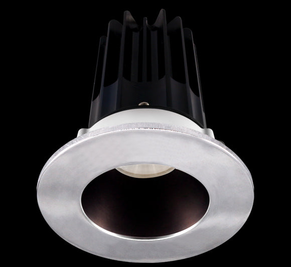 Lotus LED 2 Inch Round Recessed LED 15 Watt High Output Designer Series - 3000 Kelvin - Bronze Reflector - Trim Chrome