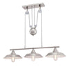 Westinghouse 6369900 Three Light Island Pulley Pendant - Brushed Nickel Finish