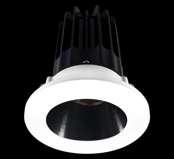 Lotus LED 2 Inch Round Recessed LED 15 Watt High Output Designer Series - 3000 Kelvin - Black Reflector - Trim White