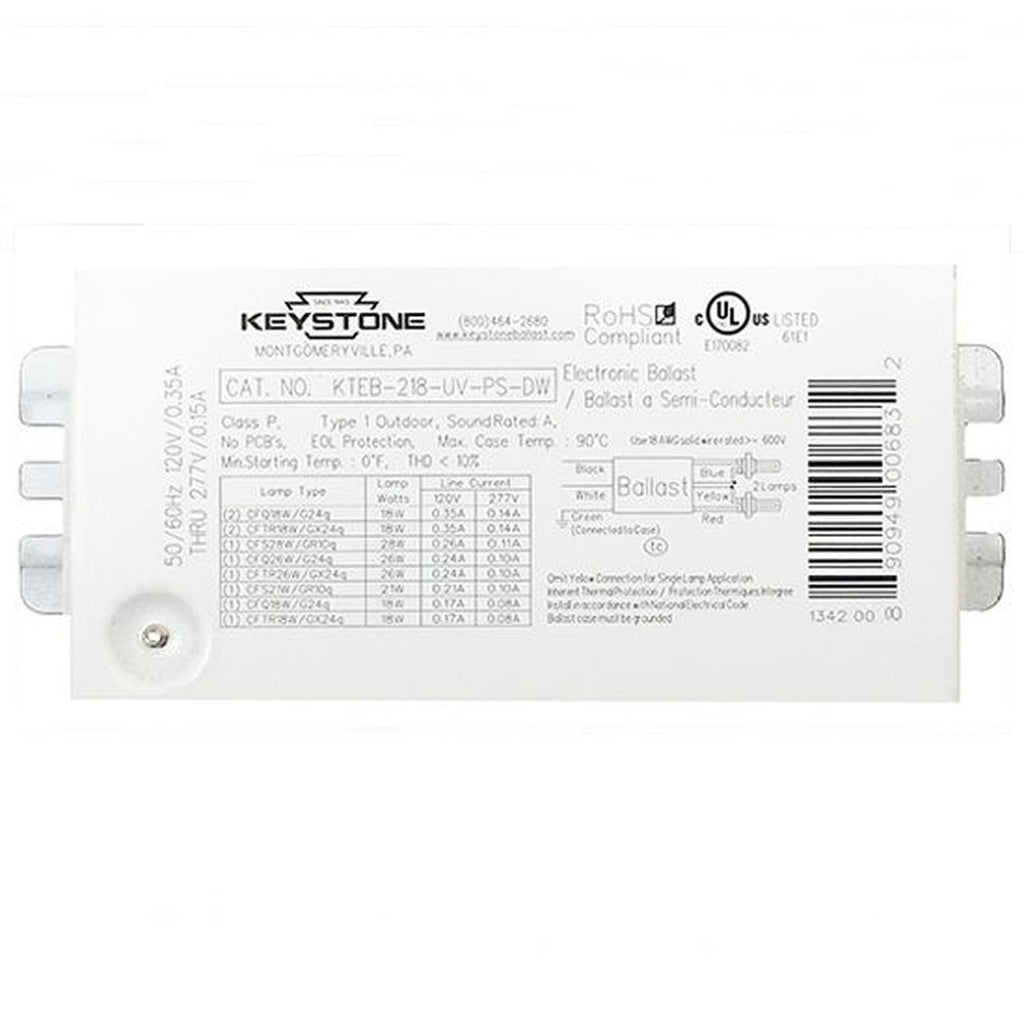 Keystone KTEB-218-UV-PS-DW - (2) Lamp Fluorescent Ballast