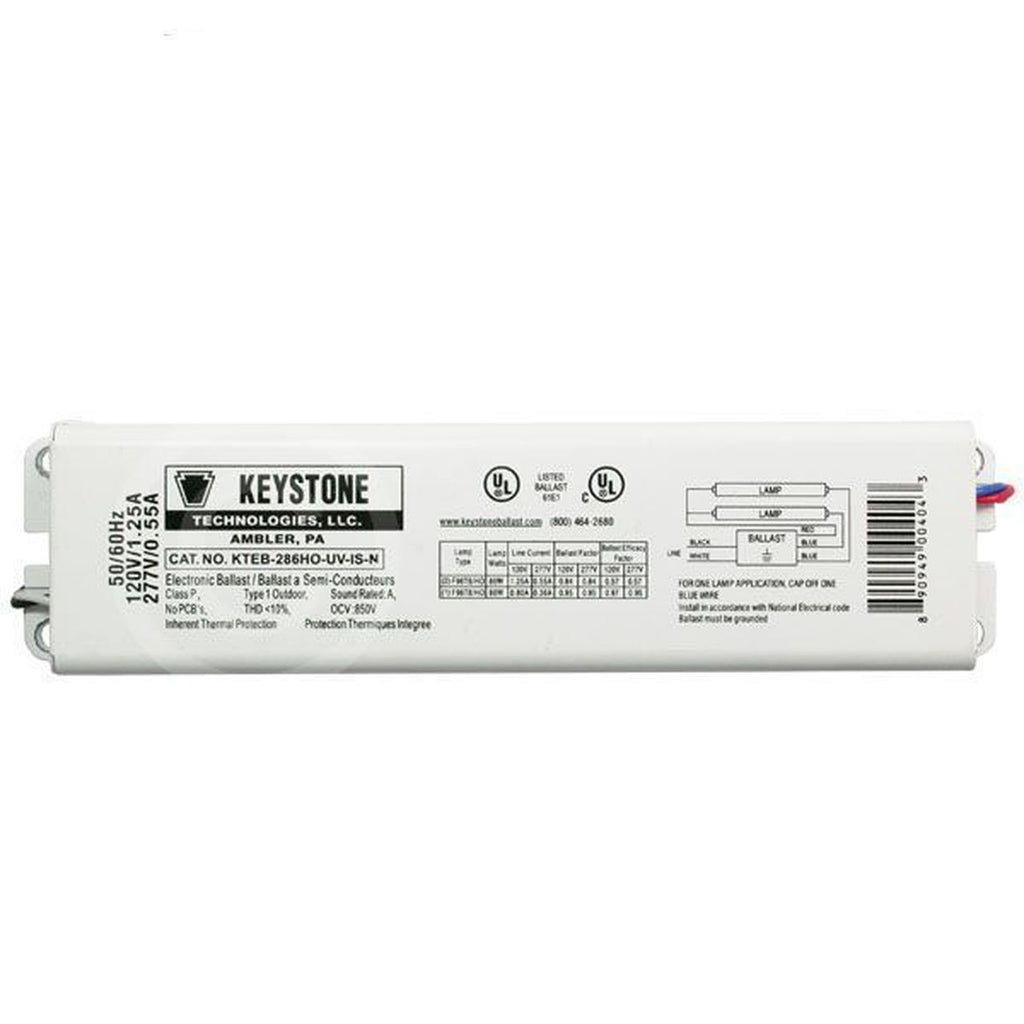 Keystone KTEB-286HO-UV-IS-N - (2) Lamp Fluorescent Ballast